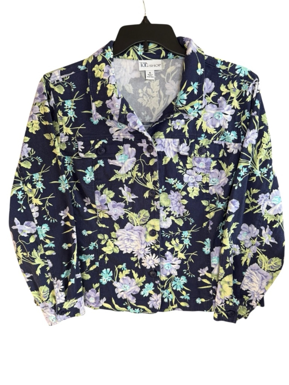 The Tog Shop Women's Floral Print Button Front Cotton Spandex Jacket Size XL